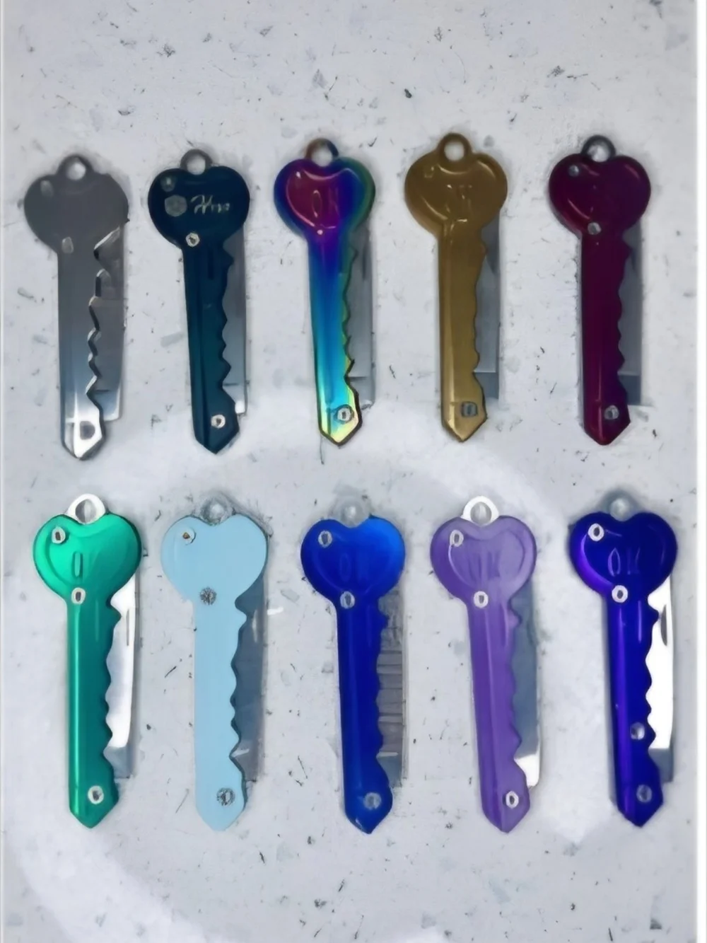 Colorful Heart-Top Key Set Of  5 Metallic Colors